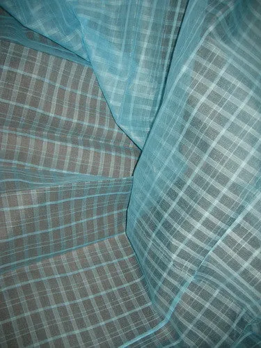 100% Cotton Organdy Clear Water Blue Plaids Fabric 44 " wide sold by the yard [3002]