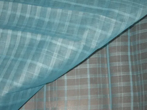 100% Cotton Organdy Clear Water Blue Plaids Fabric 44 " wide sold by the yard [3002]