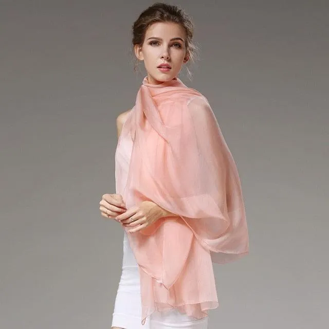 100% Natural Silk Solid Color Plus Size Shawls