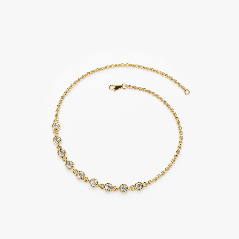 14K Gold Bezel Set Diamond Bracelet