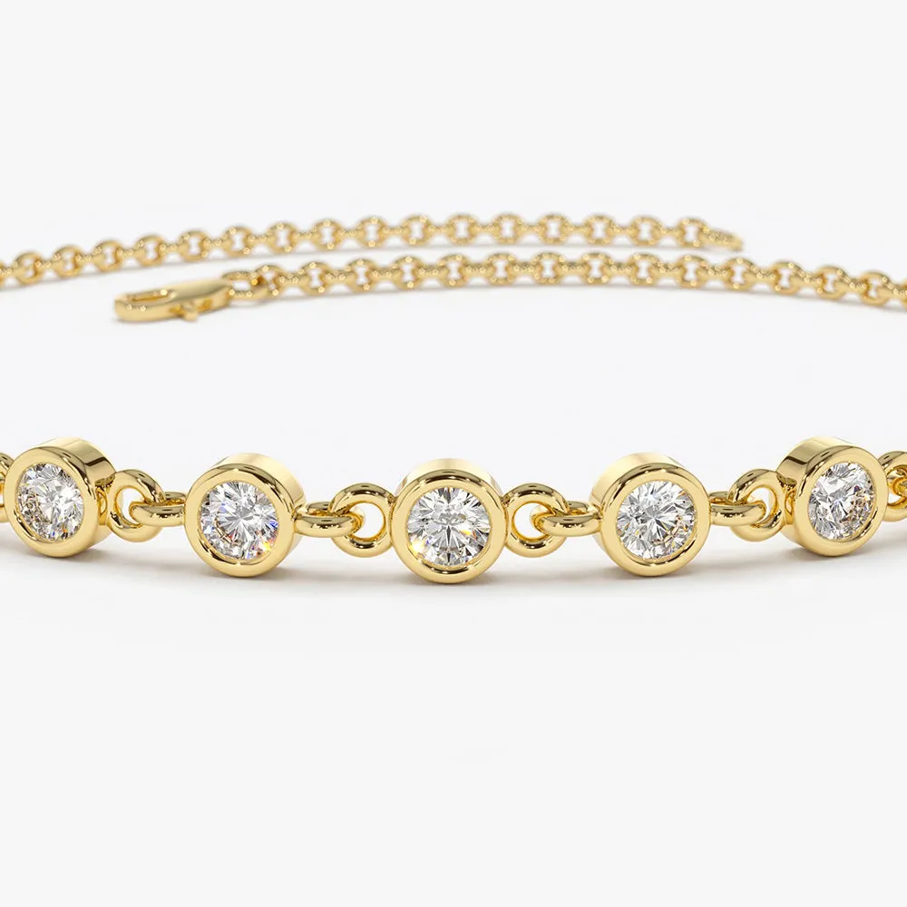 14K Gold Bezel Set Diamond Bracelet