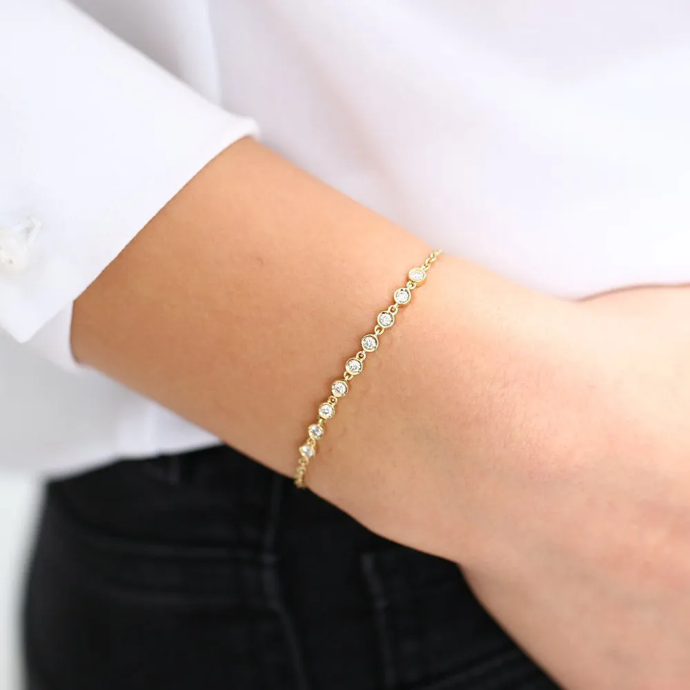 14K Gold Bezel Set Diamond Bracelet