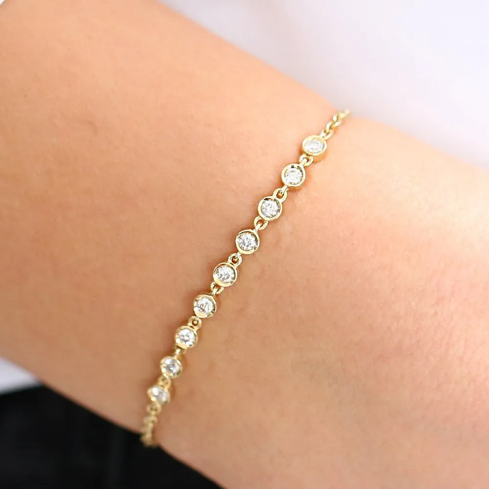 14K Gold Bezel Set Diamond Bracelet