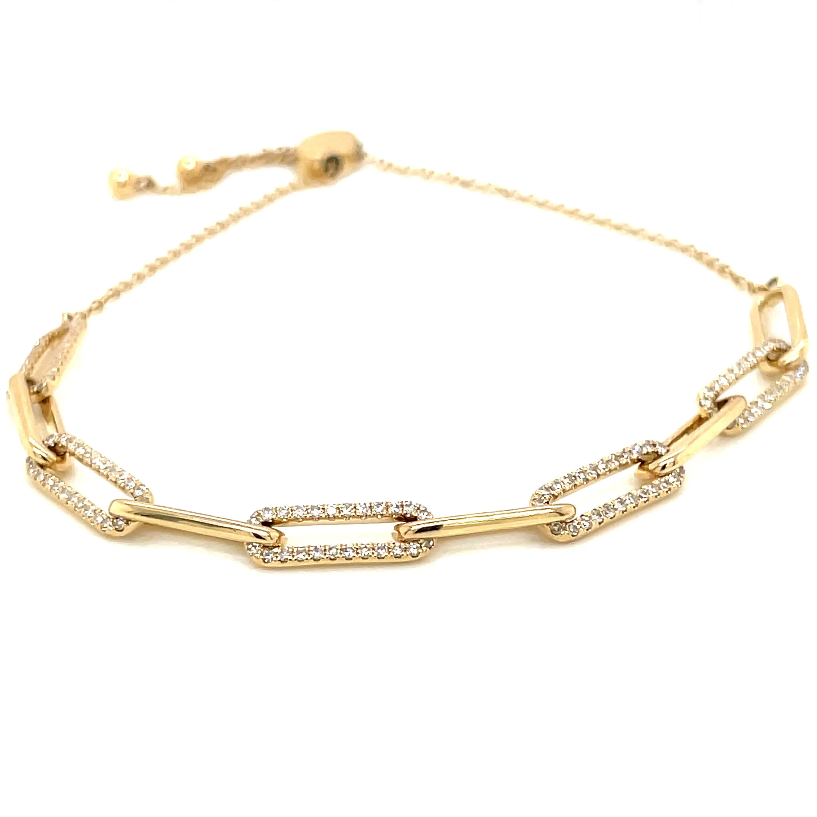 14k Yellow Gold Diamond Link Bolo Bracelet