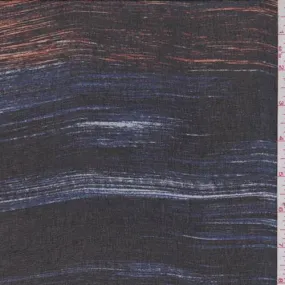 2 5/8 YD PC-Black/Cobalt Streak Stripe Chiffon Fabric