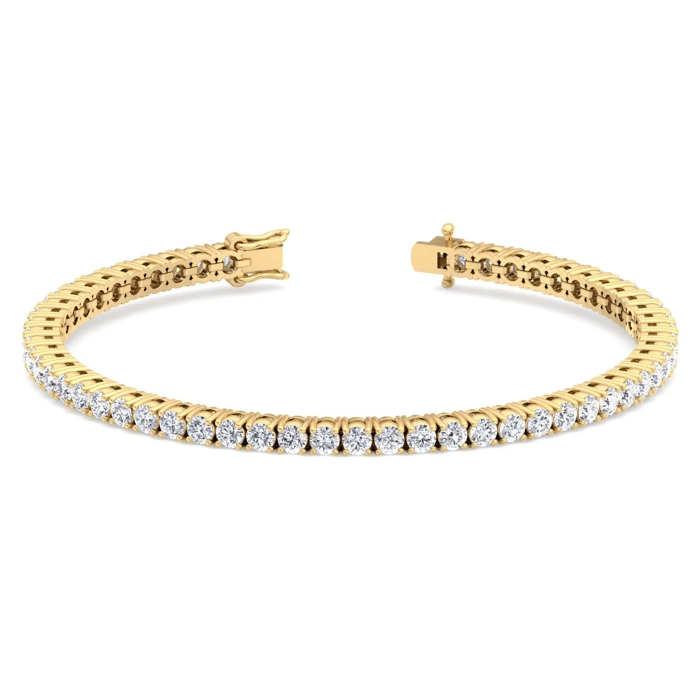 4 Prong Natural Diamond Tennis Bracelet ( Square Box Setting ) 14K Solid Gold