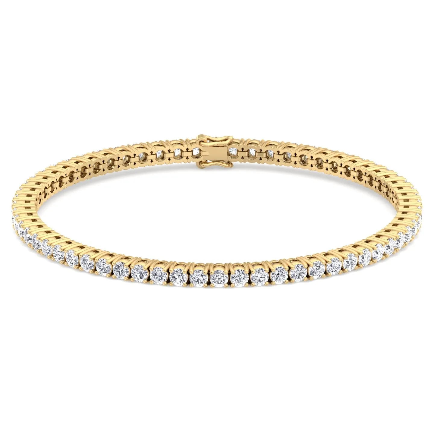 4 Prong Natural Diamond Tennis Bracelet ( Square Box Setting ) 14K Solid Gold