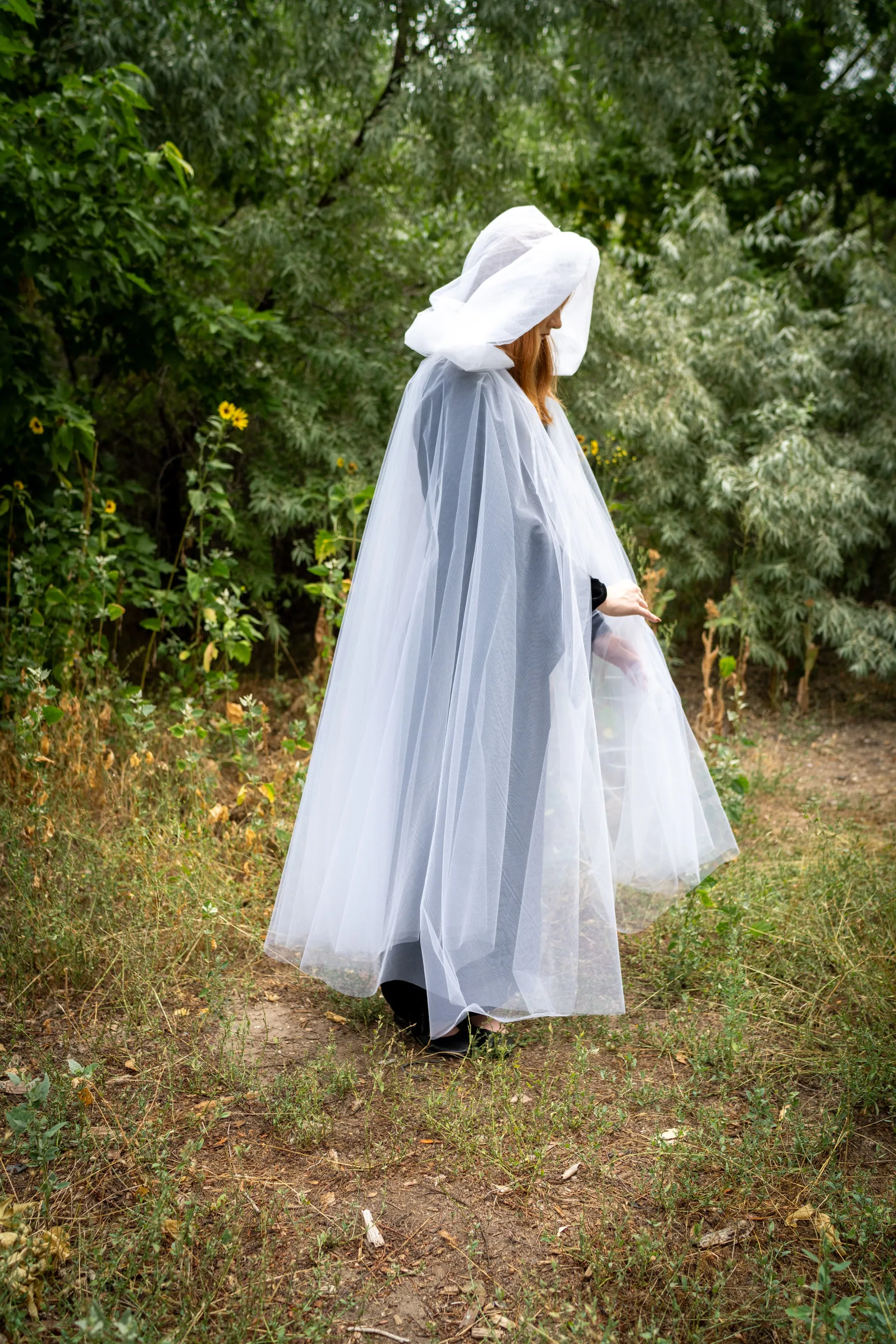 Adult White Tulle Cloak