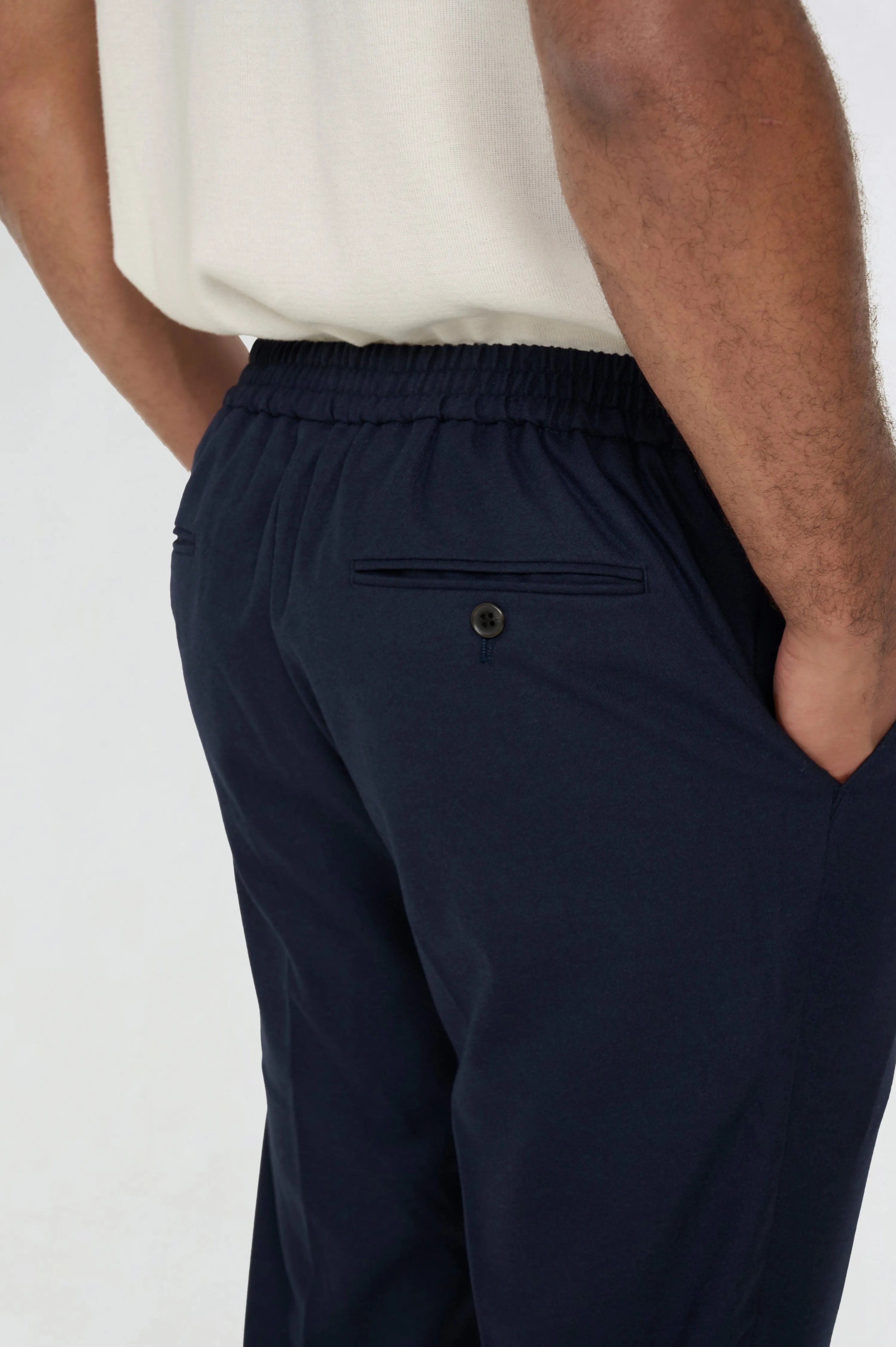 Arthur Flannel Trousers in Navy