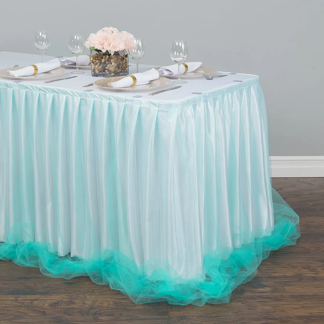 Bargain 17 ft. Two Tone Tulle Chiffon Table Skirt (2 Colors)