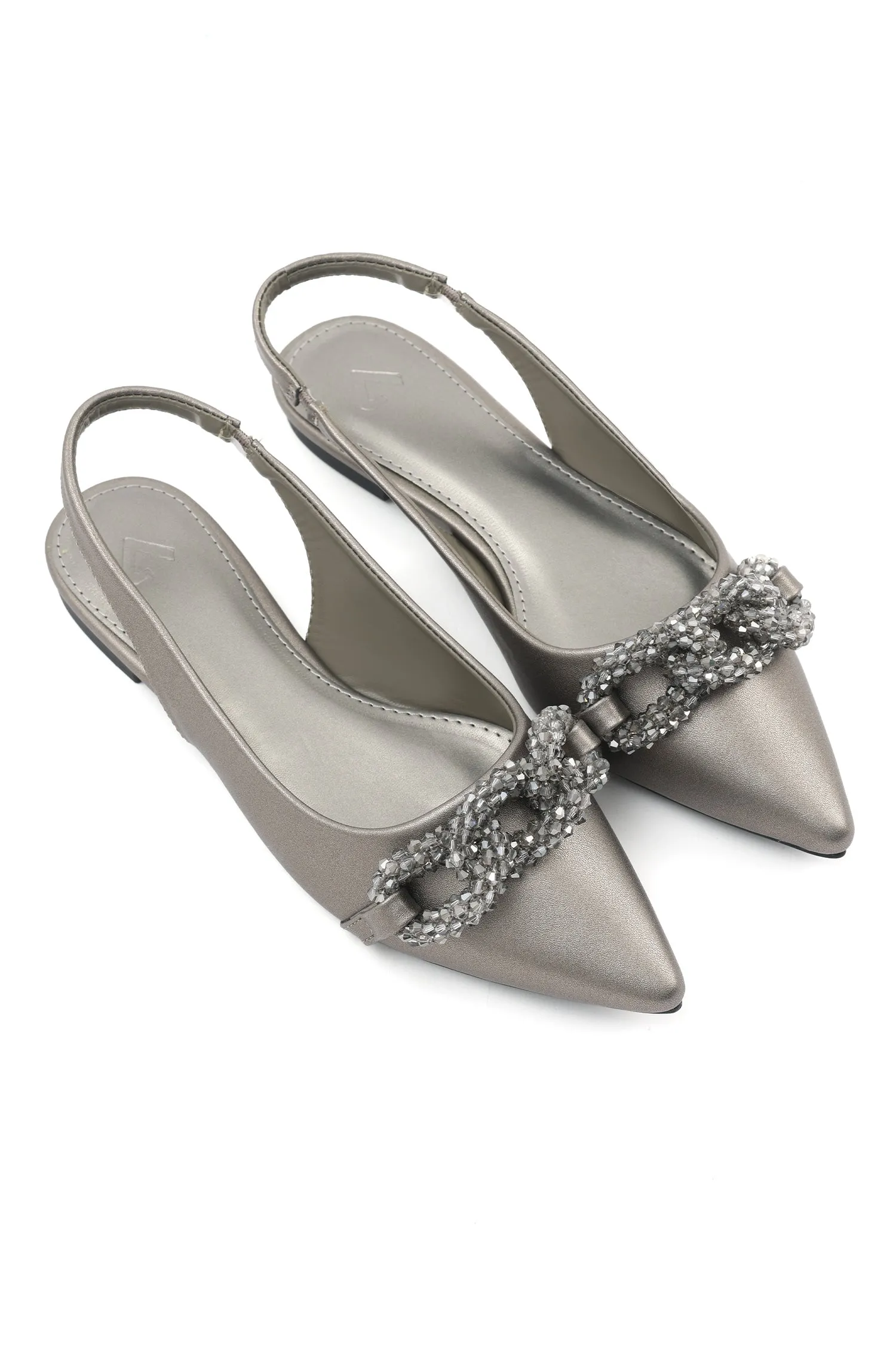 BEADED KNOT FLATS-PEWTER