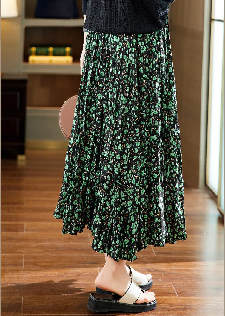 Beautiful Coffee Print Elastic Waist Chiffon Maxi Skirts Summer LY6213