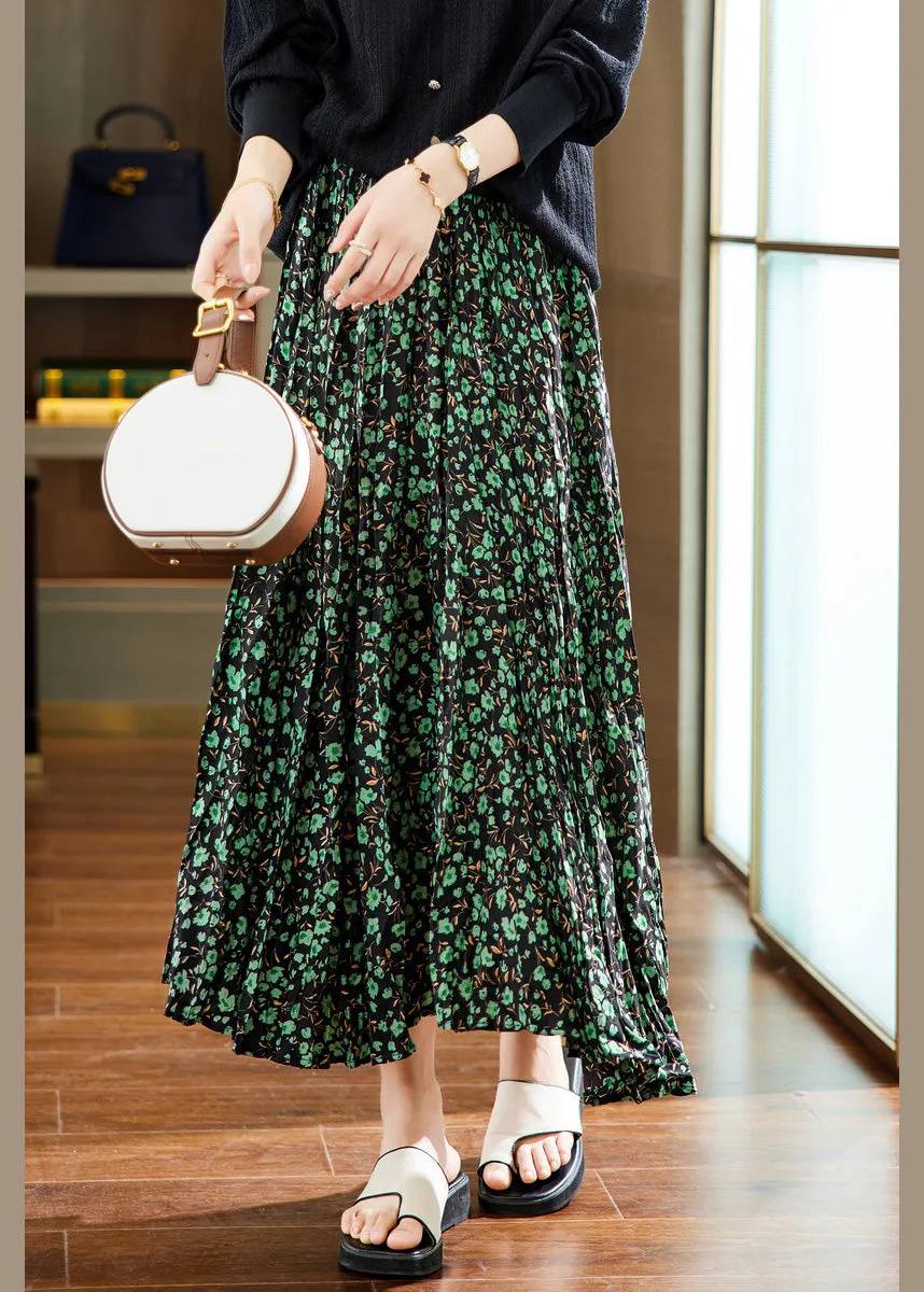 Beautiful Coffee Print Elastic Waist Chiffon Maxi Skirts Summer LY6213