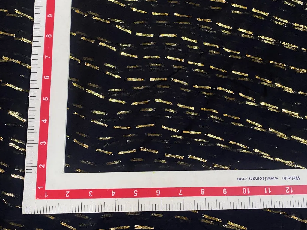 Black Golden Stripes Lurex Chiffon Fabric