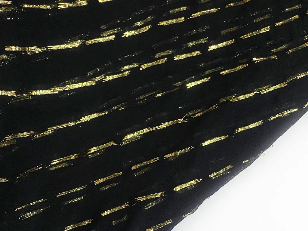 Black Golden Stripes Lurex Chiffon Fabric