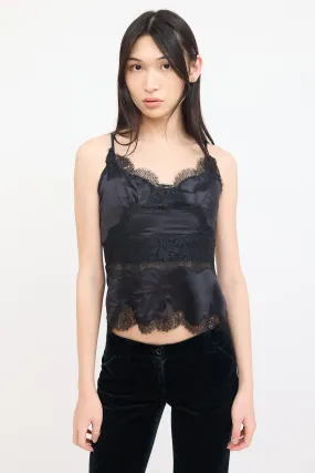 Black Satin & Lace Tank Top