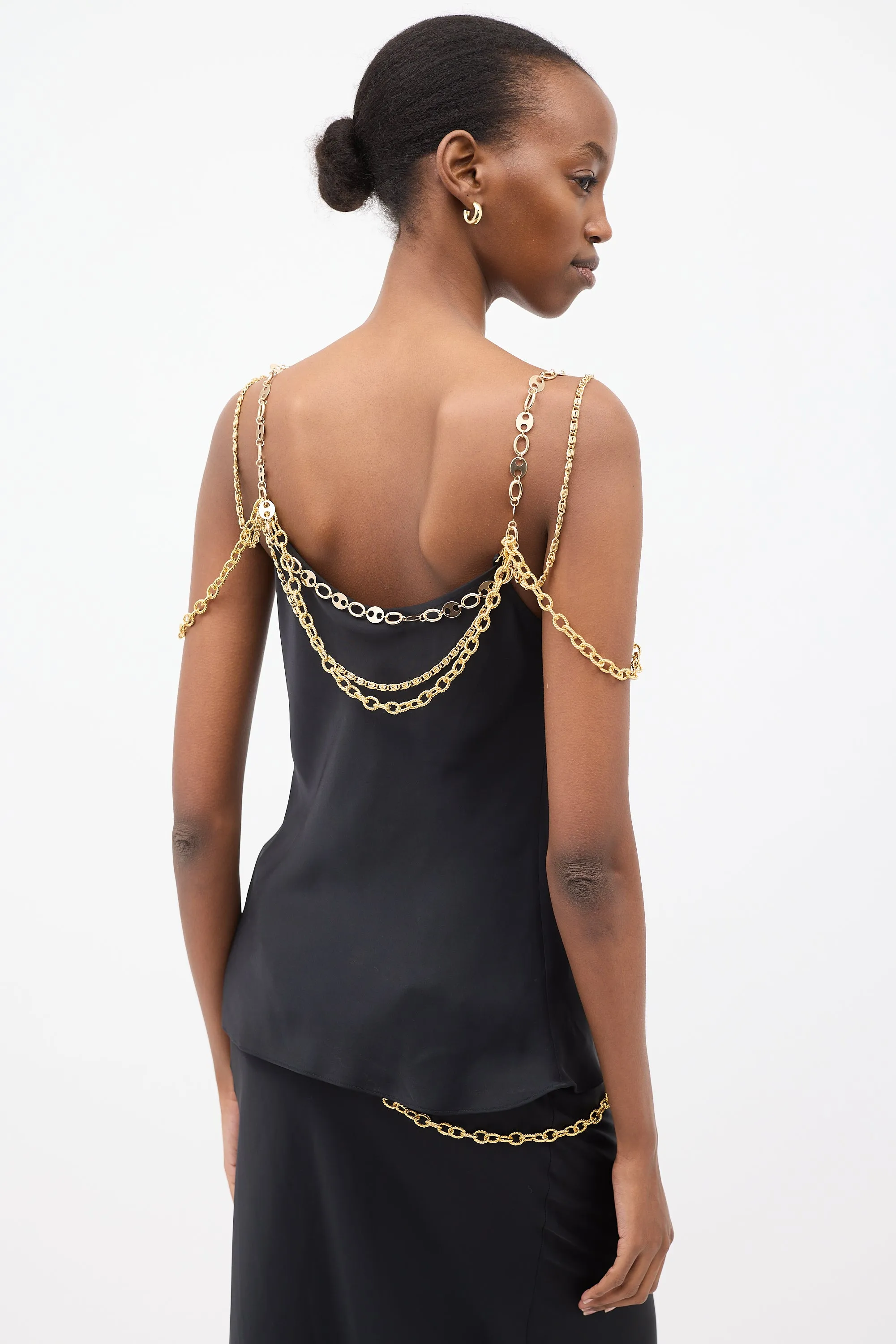 Black Satin Chain Top