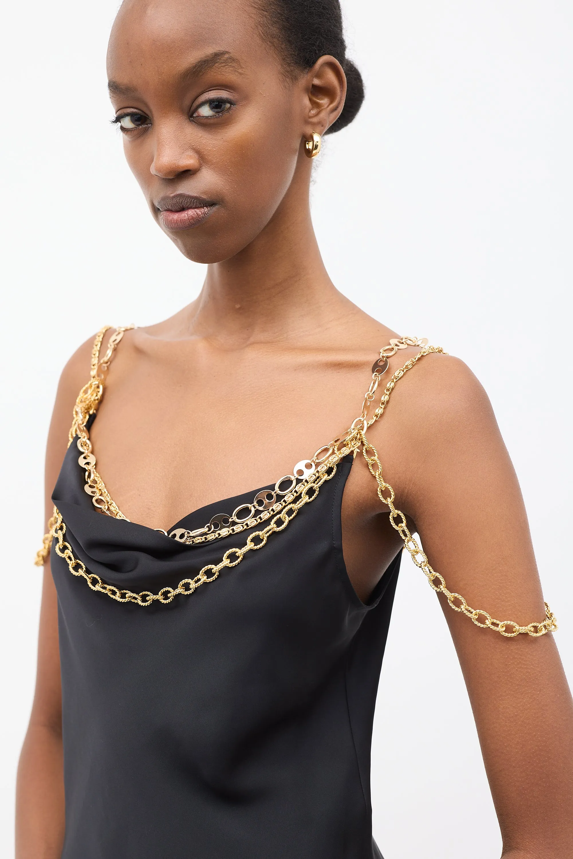 Black Satin Chain Top