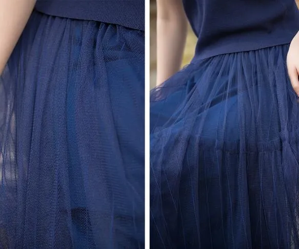 Blue Women Tutu Skirts Long Chiffon Gauze Summer Women Skirts