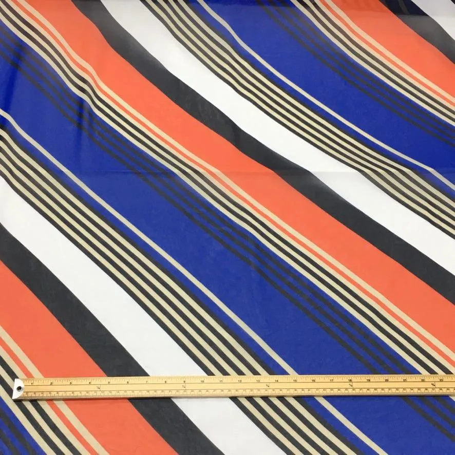 Blue/Orange Diagonal Chiffon Fabric