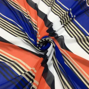 Blue/Orange Diagonal Chiffon Fabric