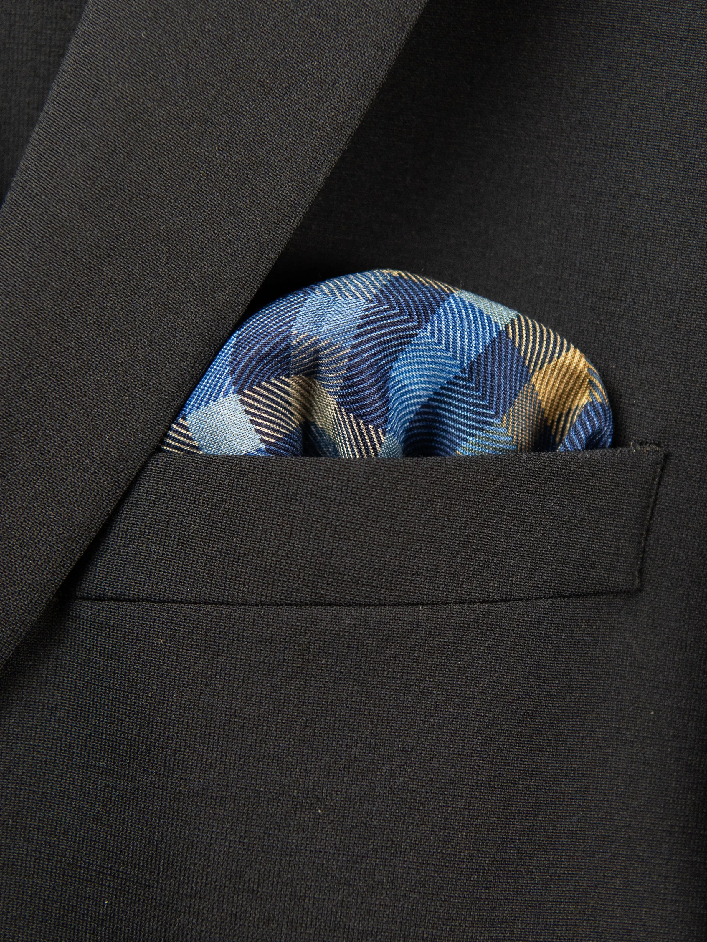 Boy's Pocket Square 29111 Blue/Khaki