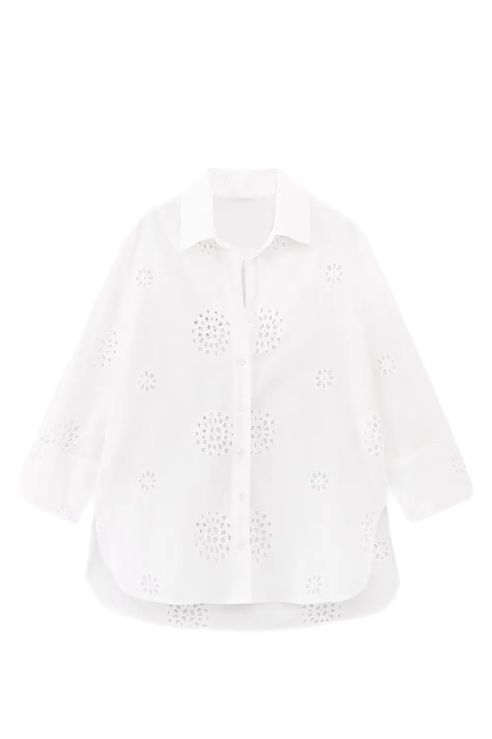 'Brianna' Eyelet Embroidered Long-Sleeved Shirt