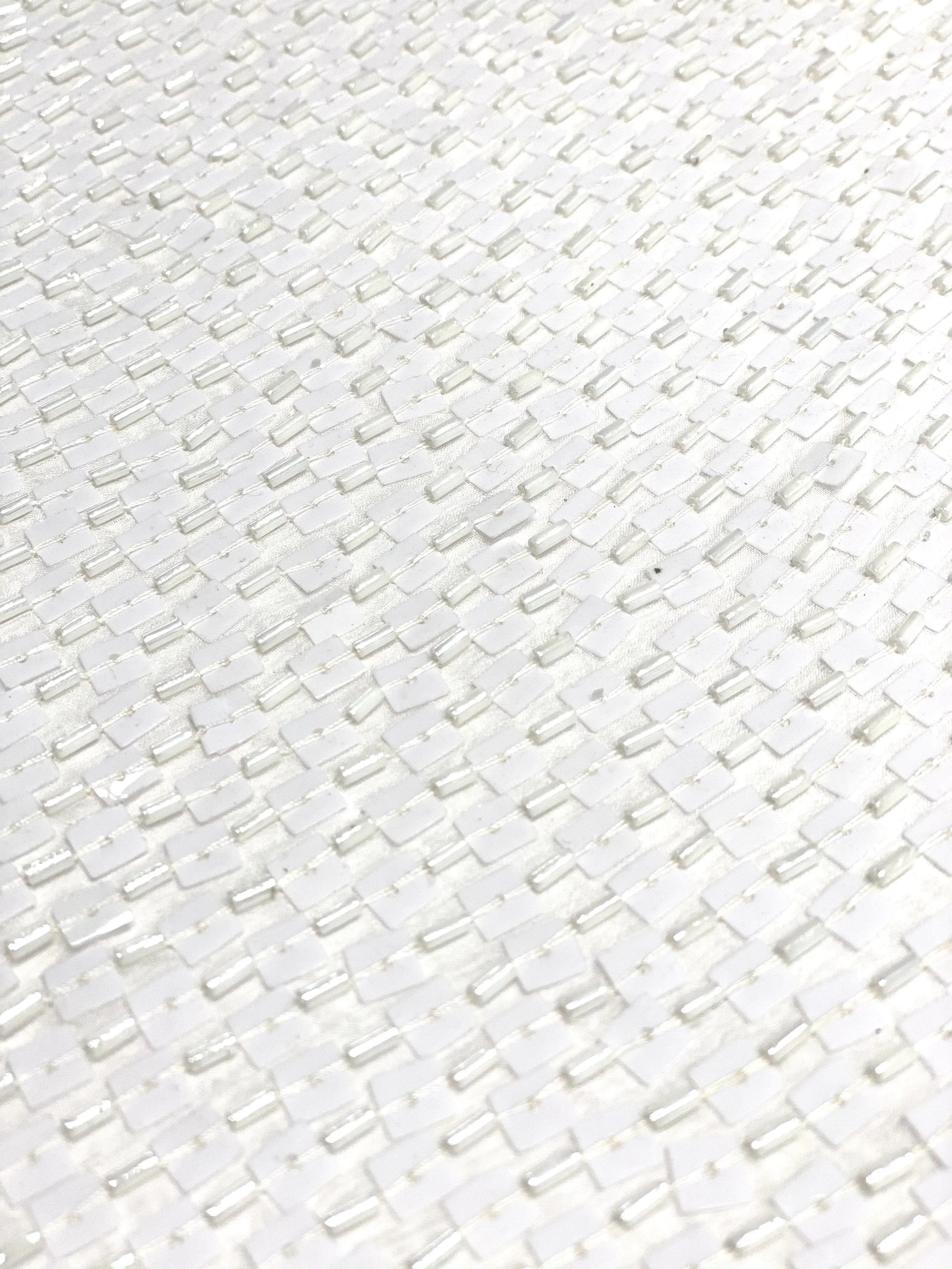 Bright White Sequin & Beads On Silk Chiffon JEC-073-5 Fabric