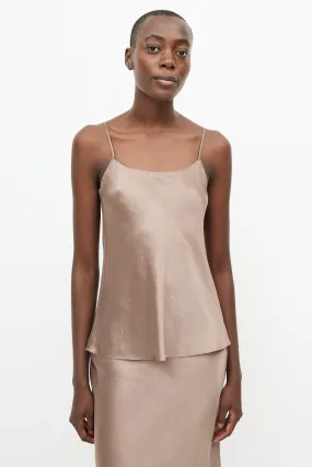 Brown Satin Slip Top