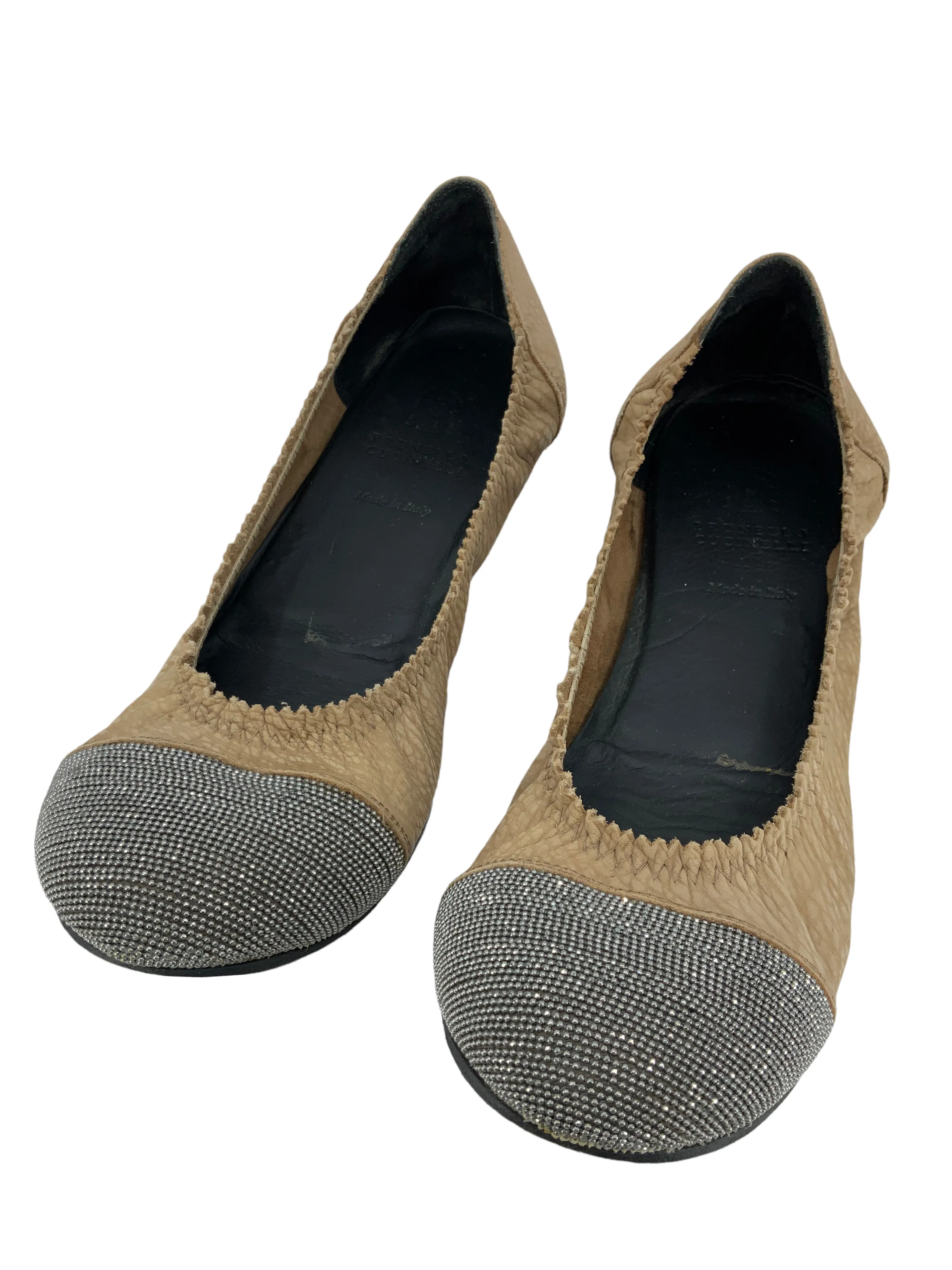 Brunello Cucinelli Monili Cap-Toe Ballerina Flats Size 7.5