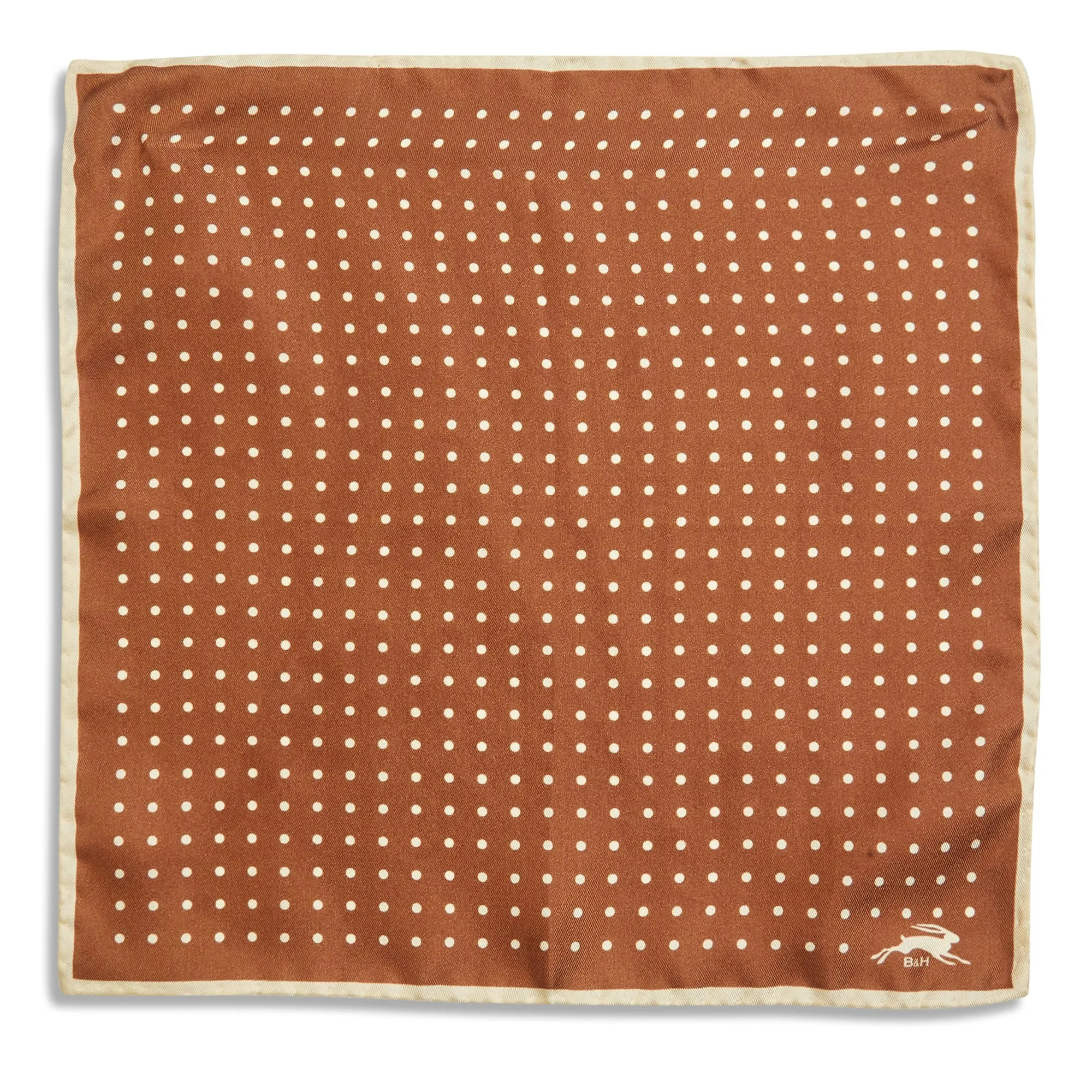 Burrows & Hare Handmade Rolled Silk Brown Polkadot Pocket Hanky