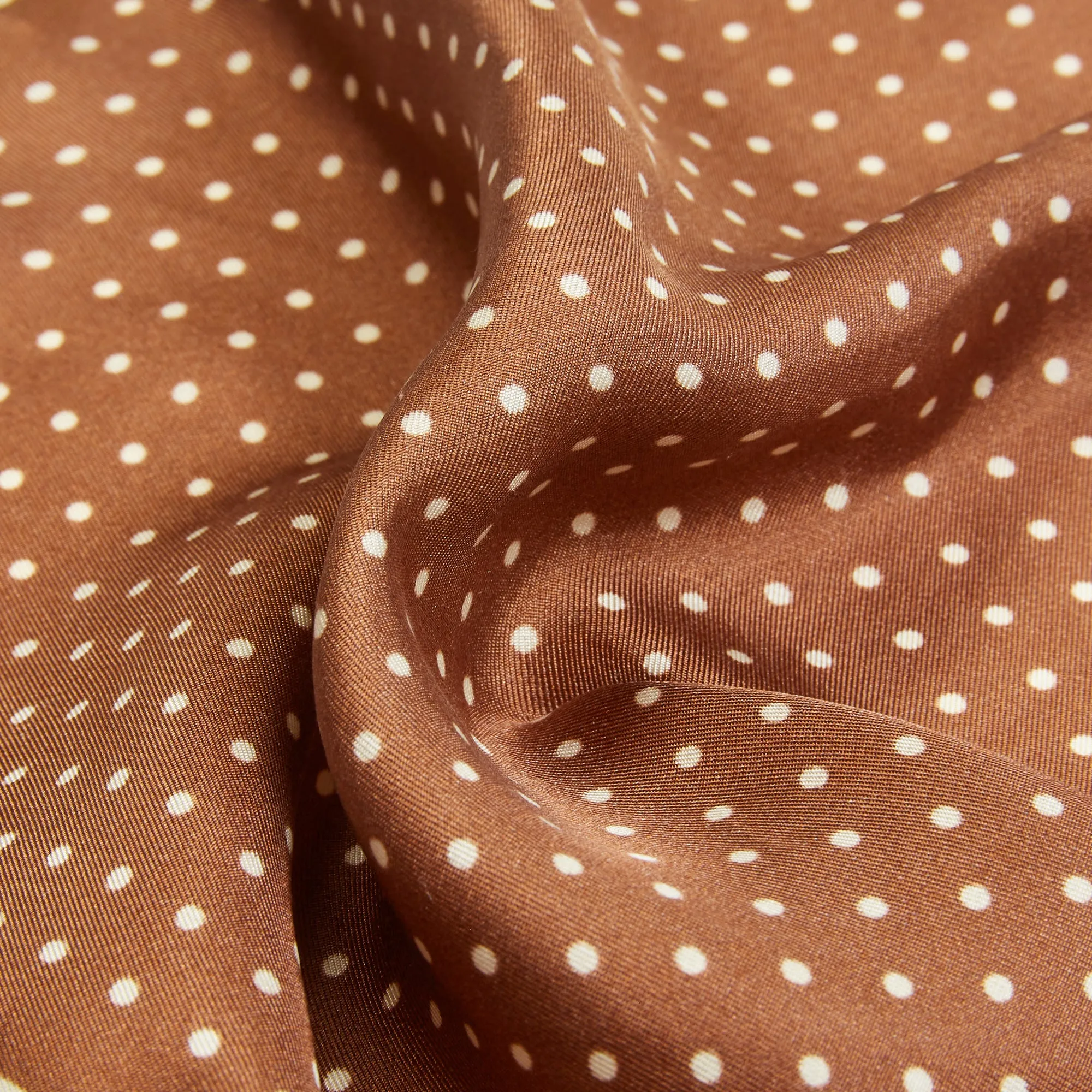 Burrows & Hare Handmade Rolled Silk Brown Polkadot Pocket Hanky