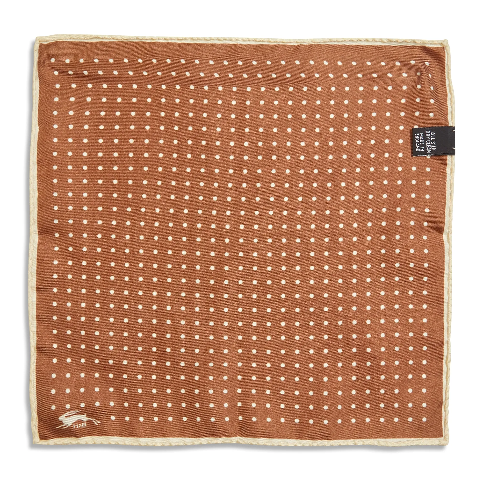 Burrows & Hare Handmade Rolled Silk Brown Polkadot Pocket Hanky