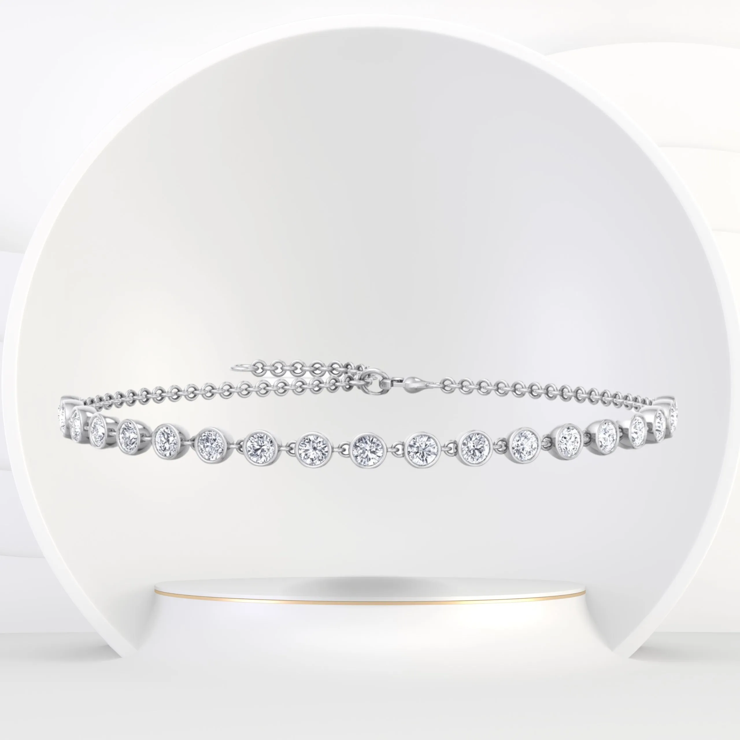 Carta - Bezel Set Natural Diamond Chain Bracelet