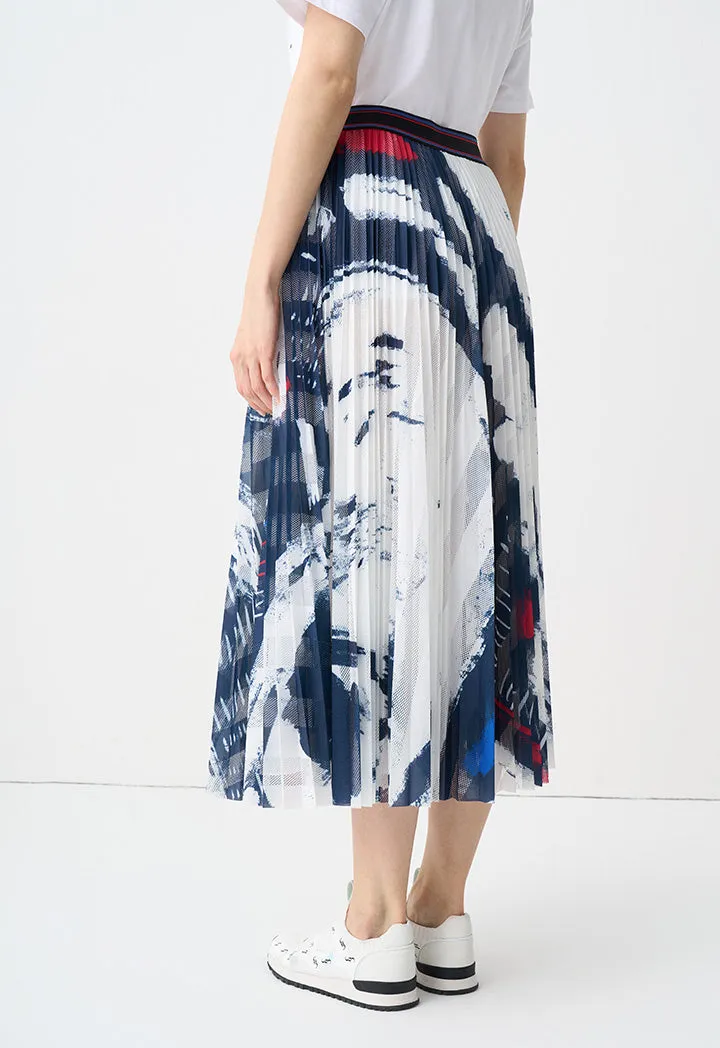 Choice Printed Pleated Schiffli Maxi Skirt Print