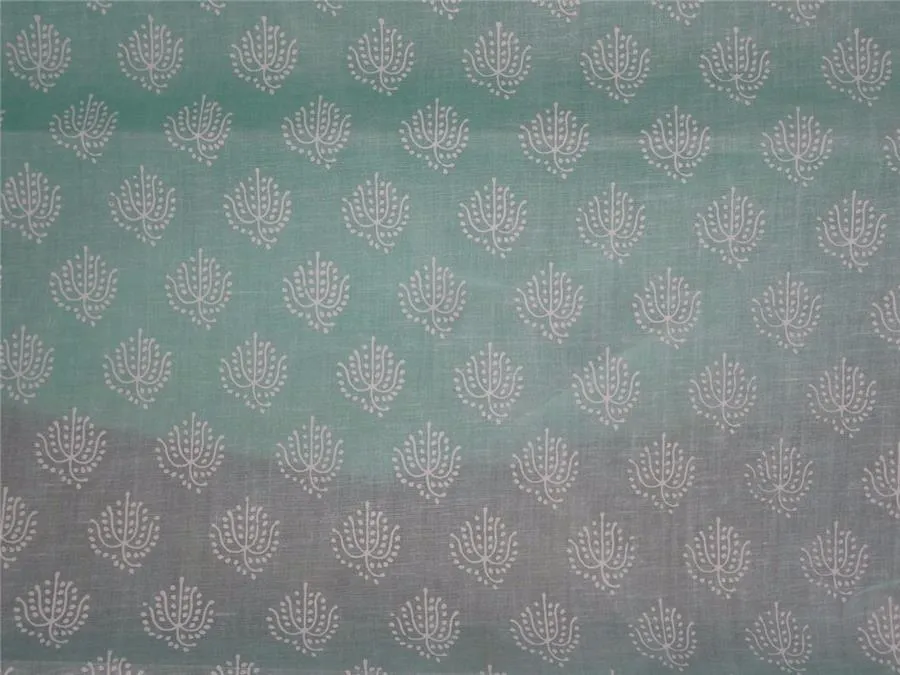 Cotton organdy floral printed fabric mint green 44&quot;stiff cotorg-newprint 10