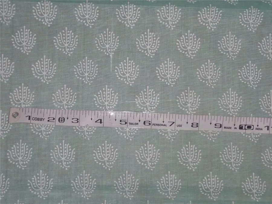 Cotton organdy floral printed fabric mint green 44&quot;stiff cotorg-newprint 10