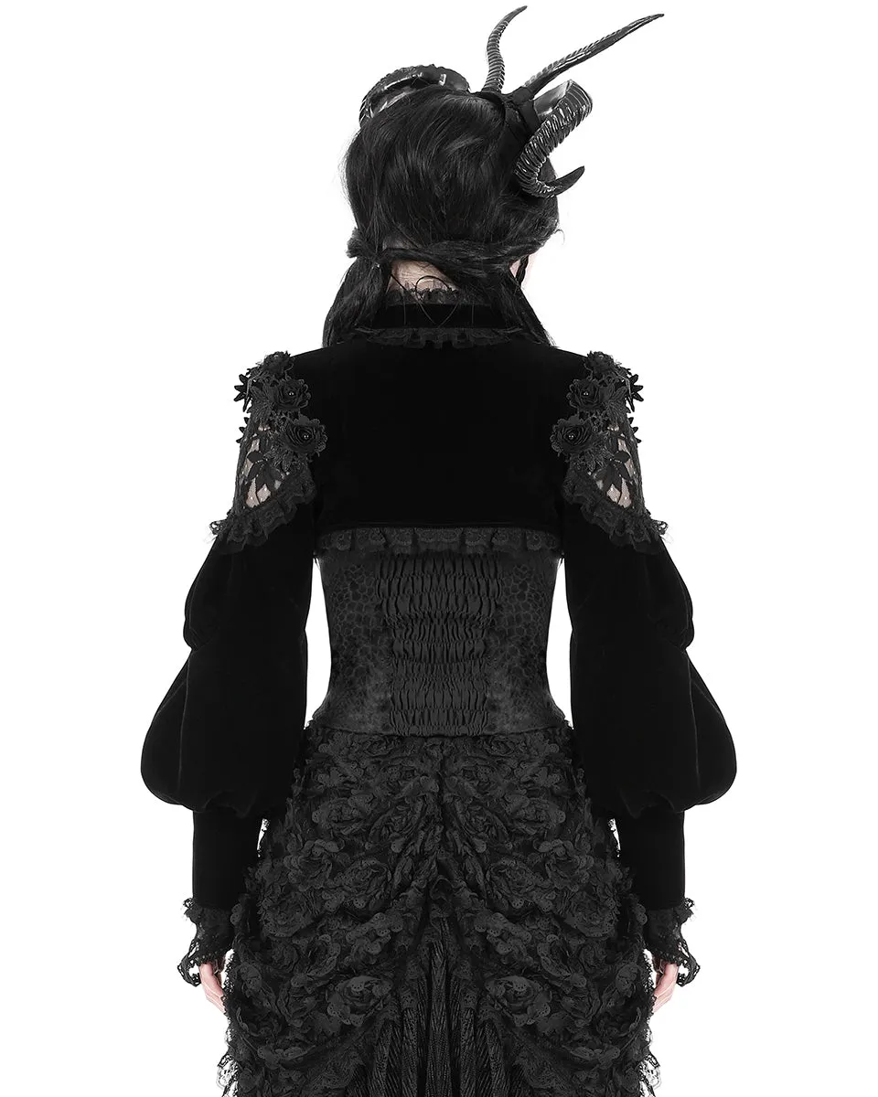 Dark In Love Dark Gothic Princess Rose Velvet & Lace Bolero Shrug