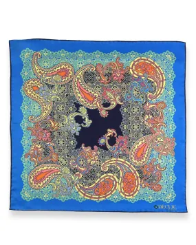 DÉCLIC Stowe Paisley Pocket Square - Blue