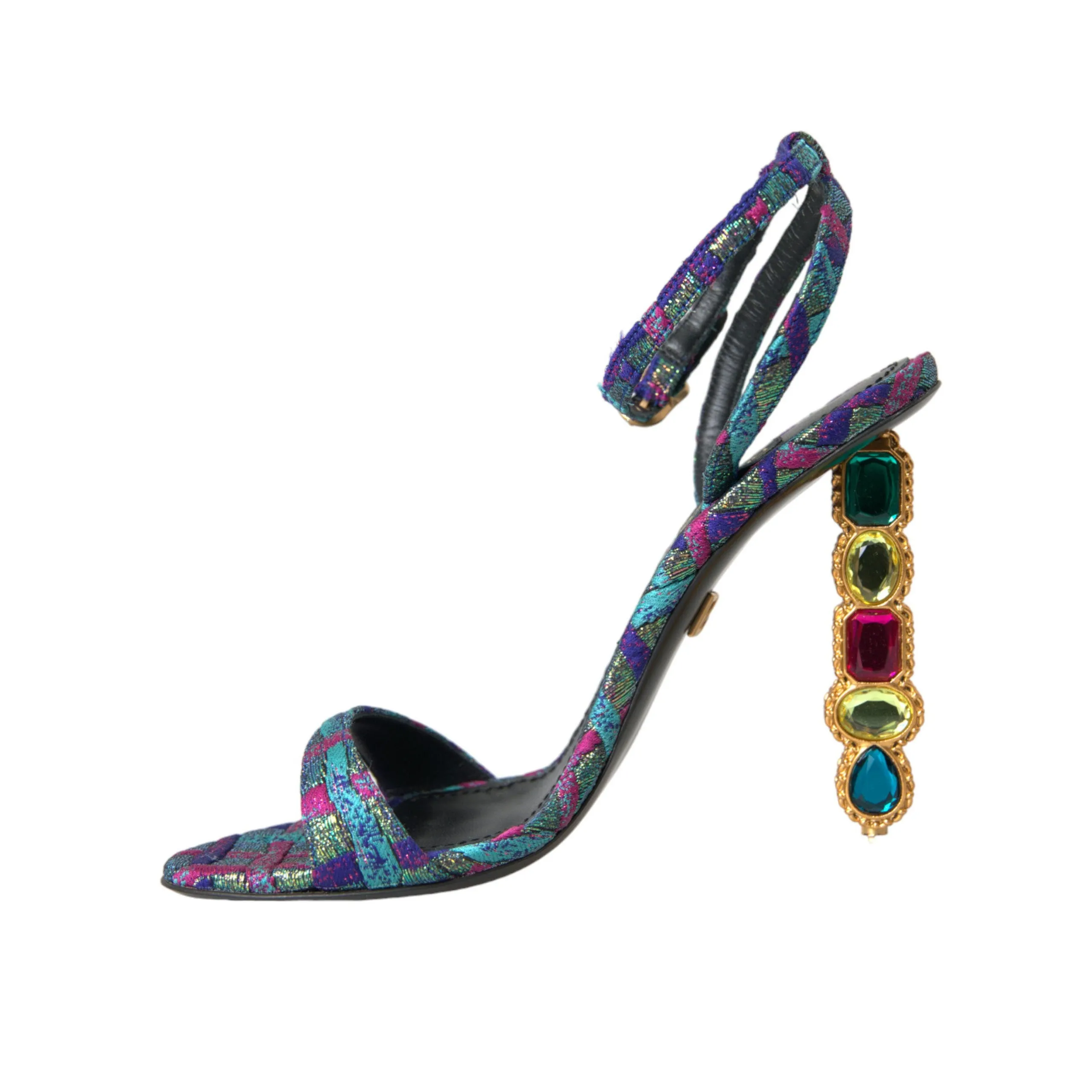 Dolce & Gabbana Multicolor Jacquard Crystals Sandals Shoes