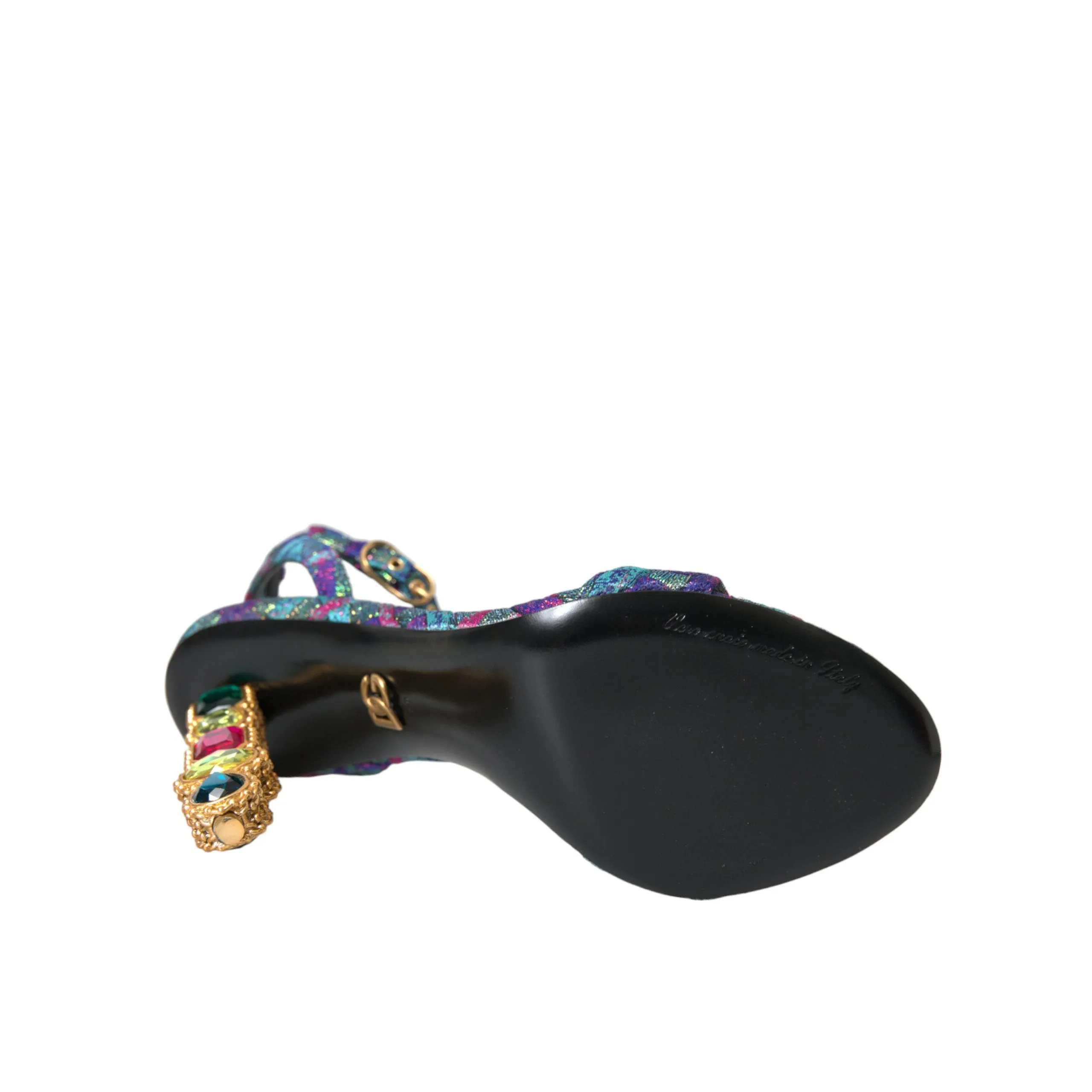 Dolce & Gabbana Multicolor Jacquard Crystals Sandals Shoes