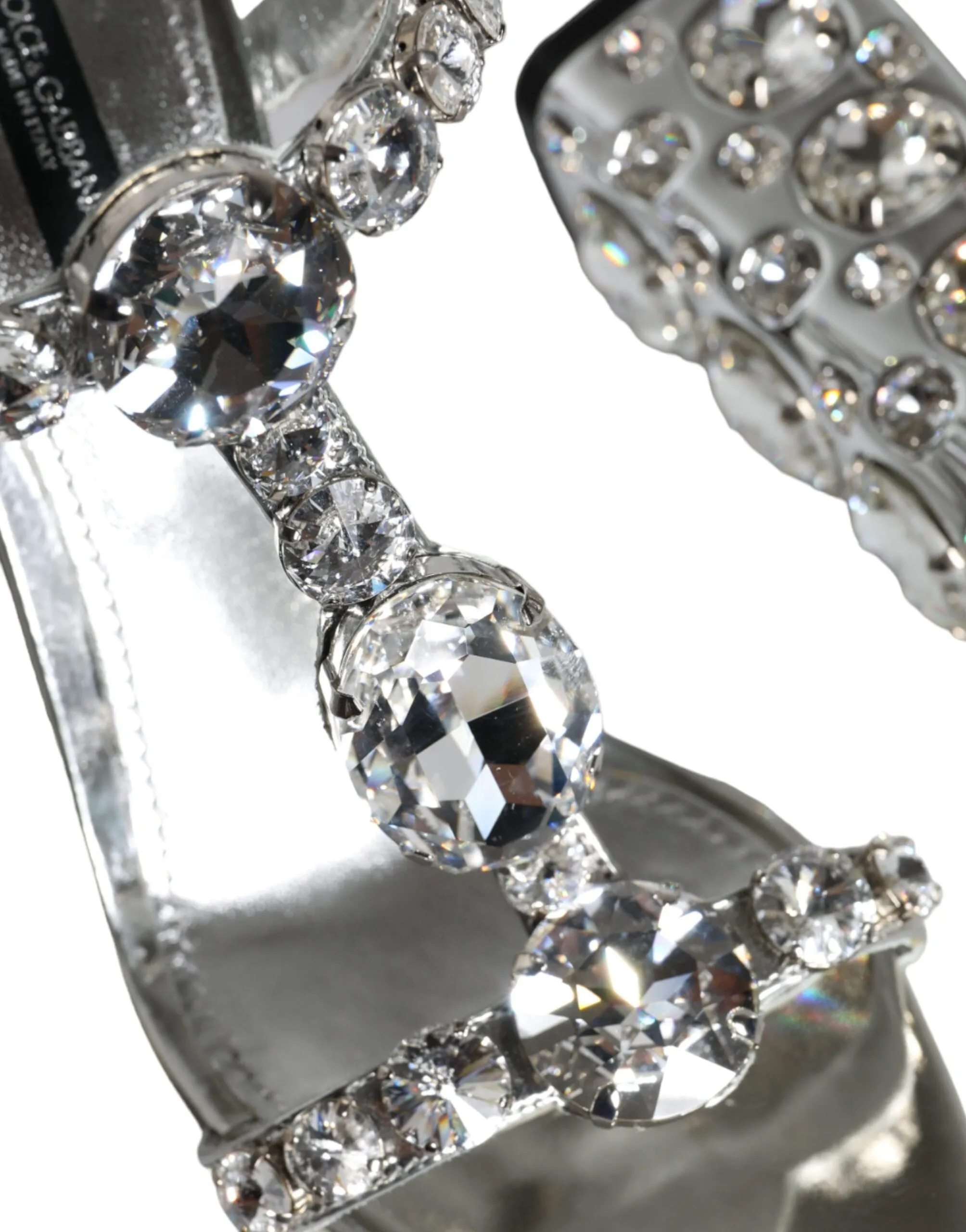 Dolce & Gabbana Silver Crystals High Heels Sandals Shoes