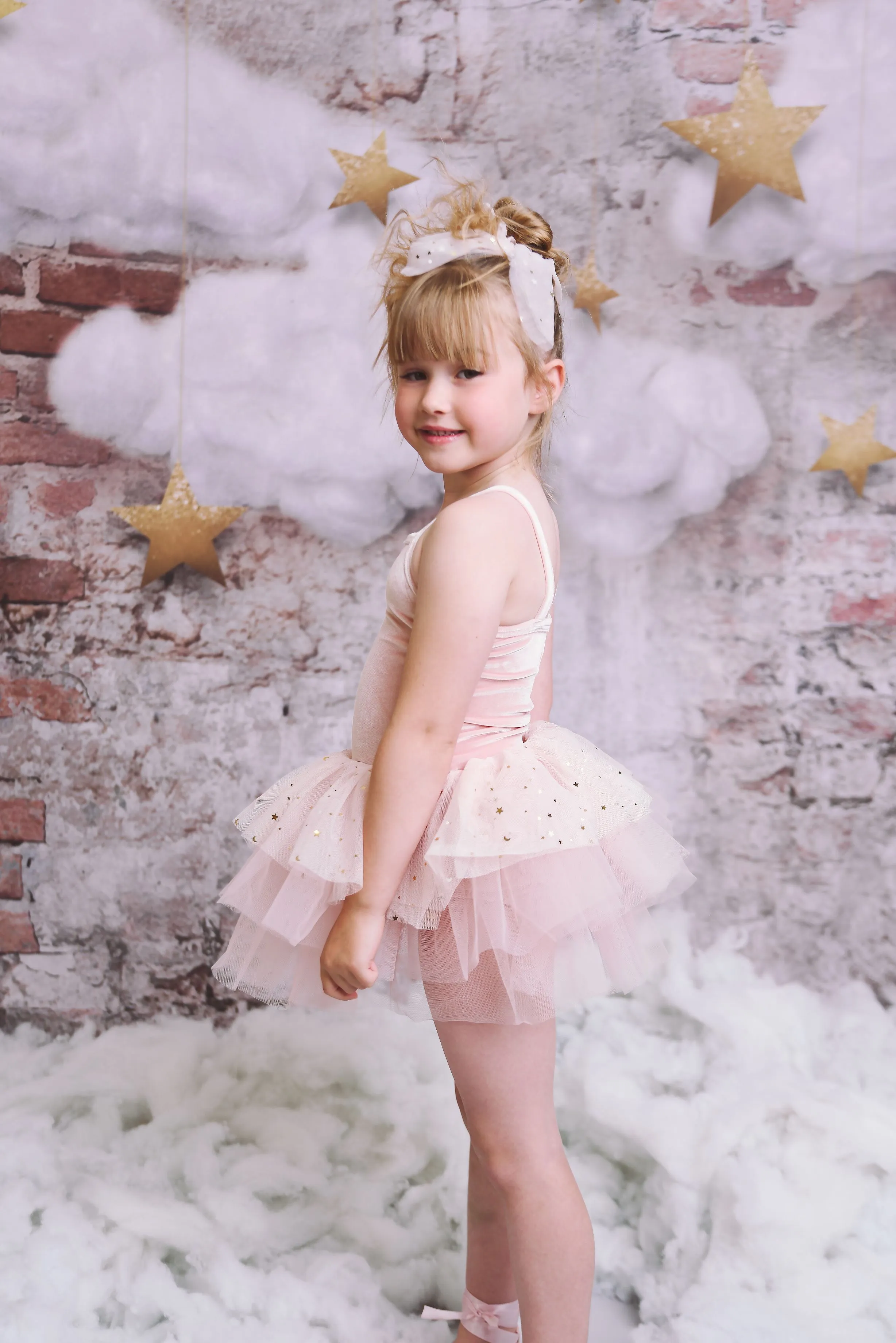 DOLLY® VELVET LEOTARD ROMPER TUTU DRESS STARS & MOON ⭐️ 🌙 TULLE ballet pink