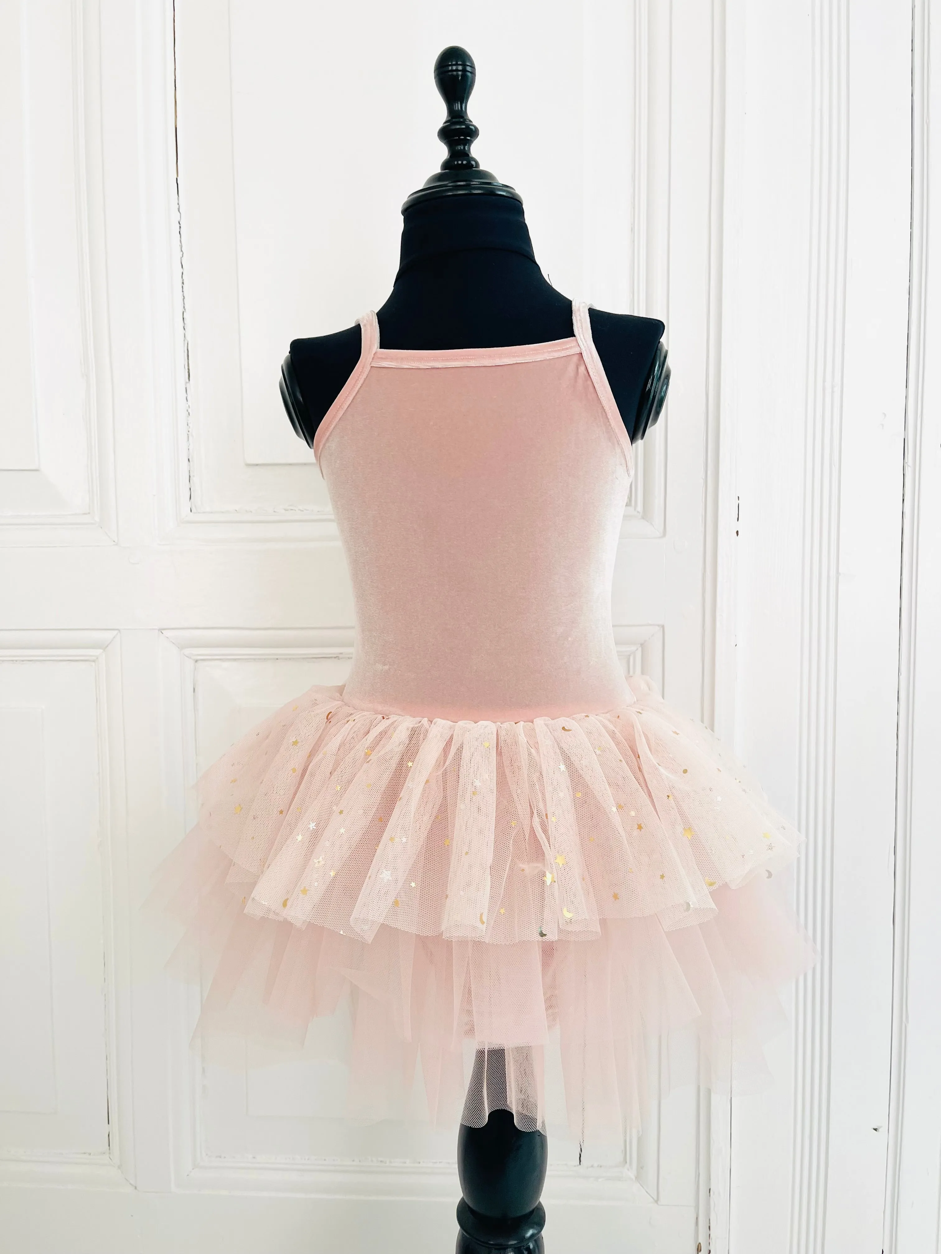 DOLLY® VELVET LEOTARD ROMPER TUTU DRESS STARS & MOON ⭐️ 🌙 TULLE ballet pink