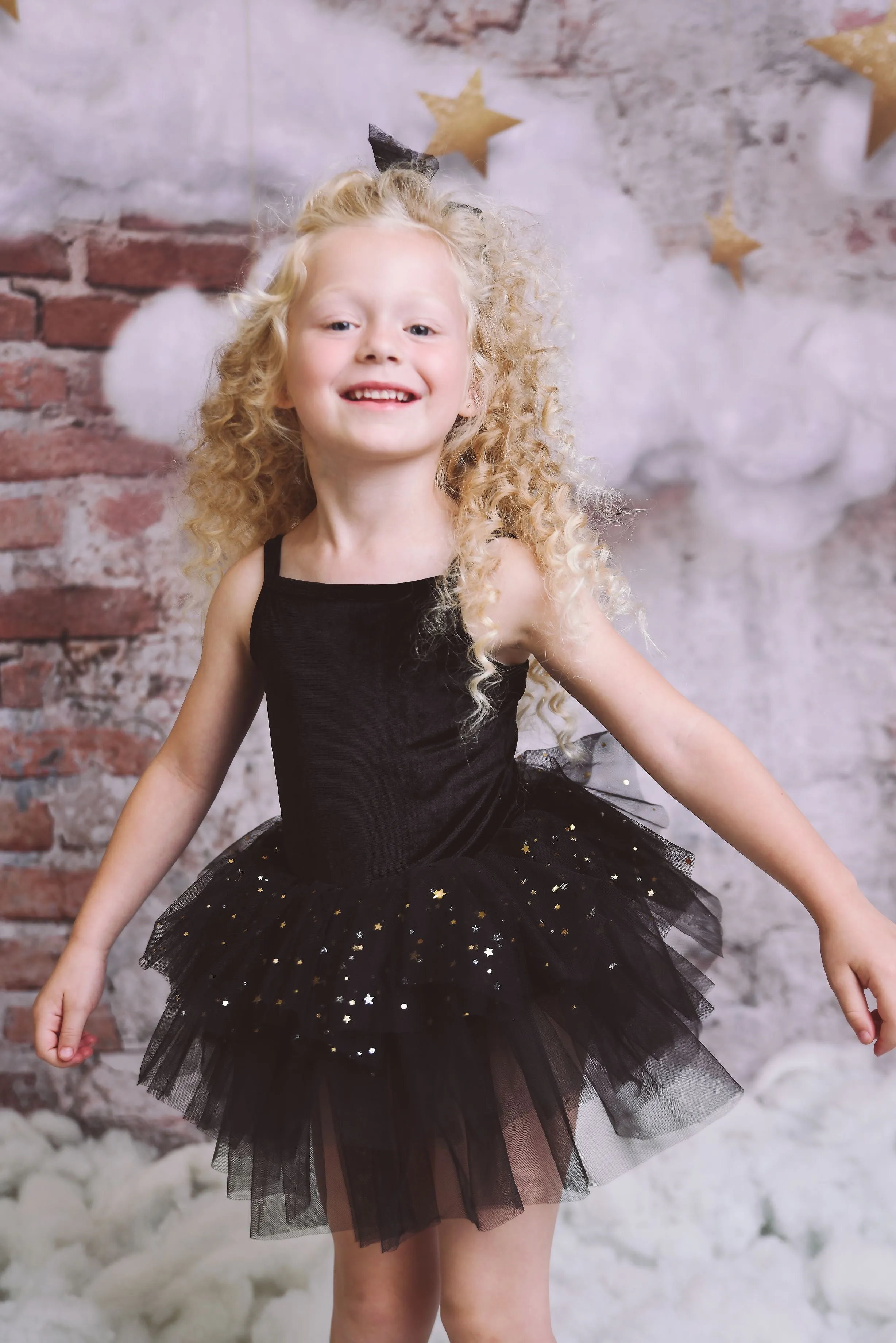 DOLLY® VELVET LEOTARD ROMPER TUTU DRESS STARS & MOON ⭐️ 🌙 TULLE black