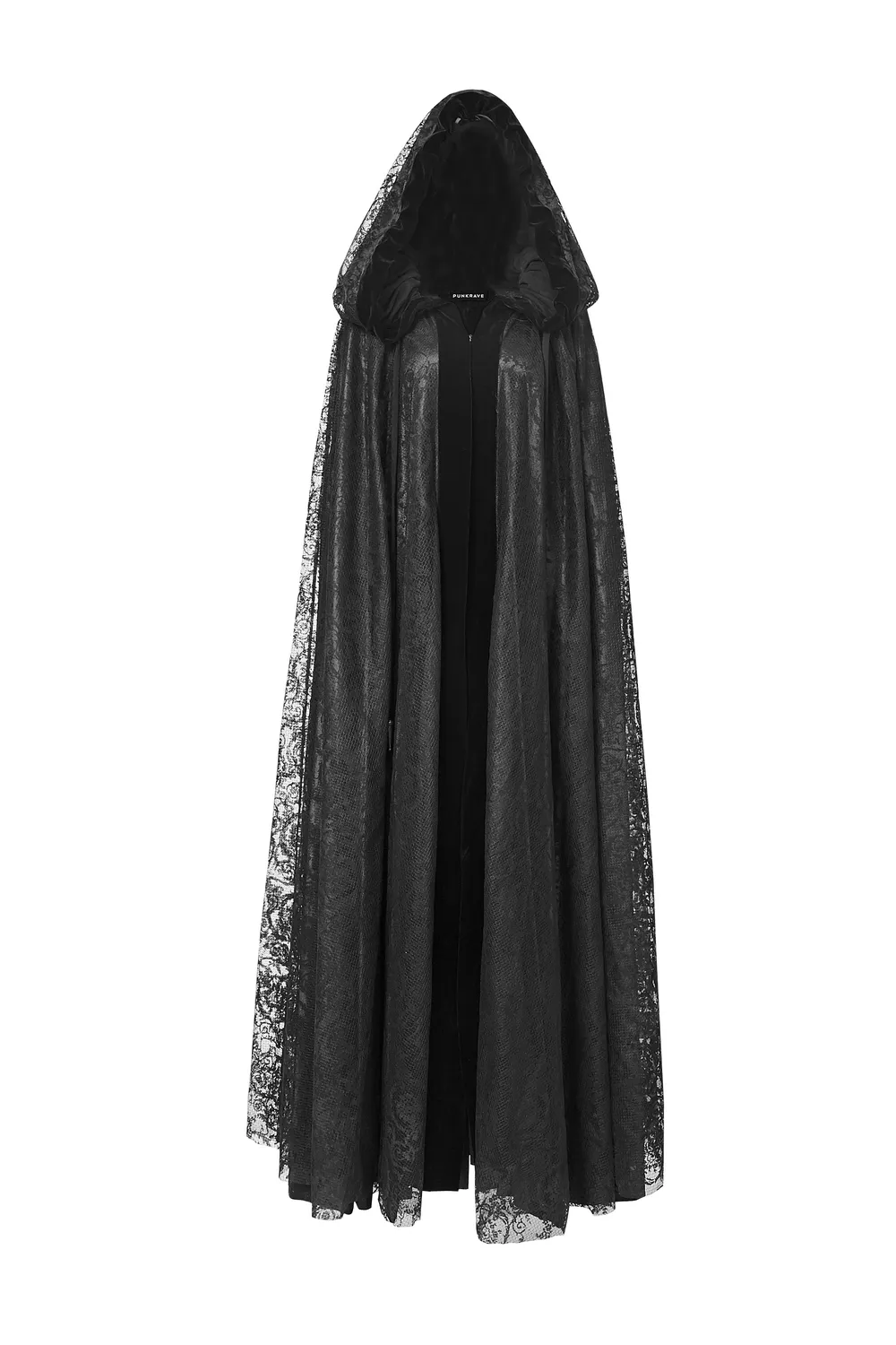 Elegant Black Lace Hooded Cloak for Mystical Style