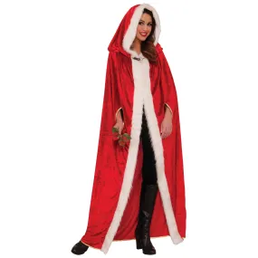 Elegant Faux Fur Red Hooded Adult Cape