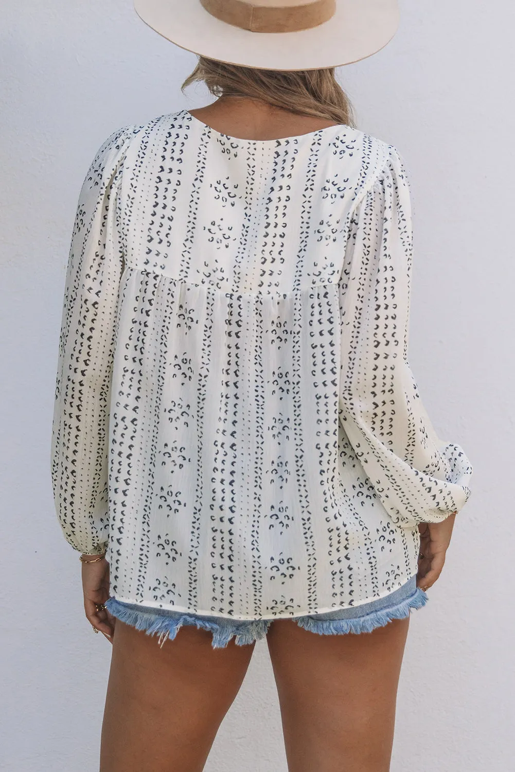 Embroidered Print Blouse