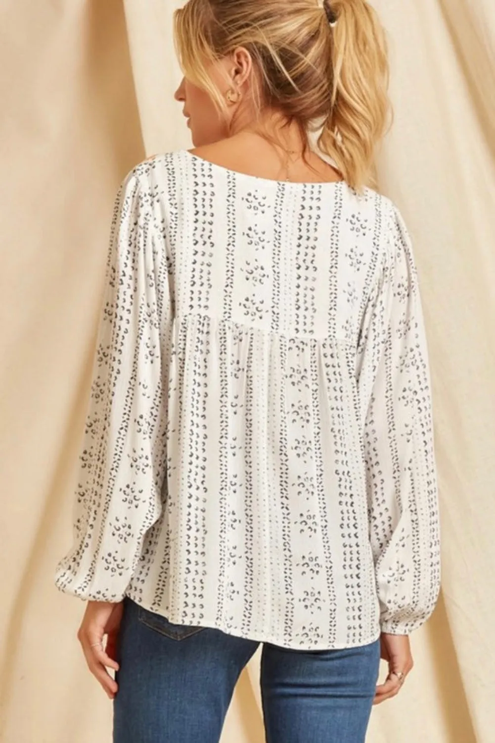 Embroidered Print Blouse