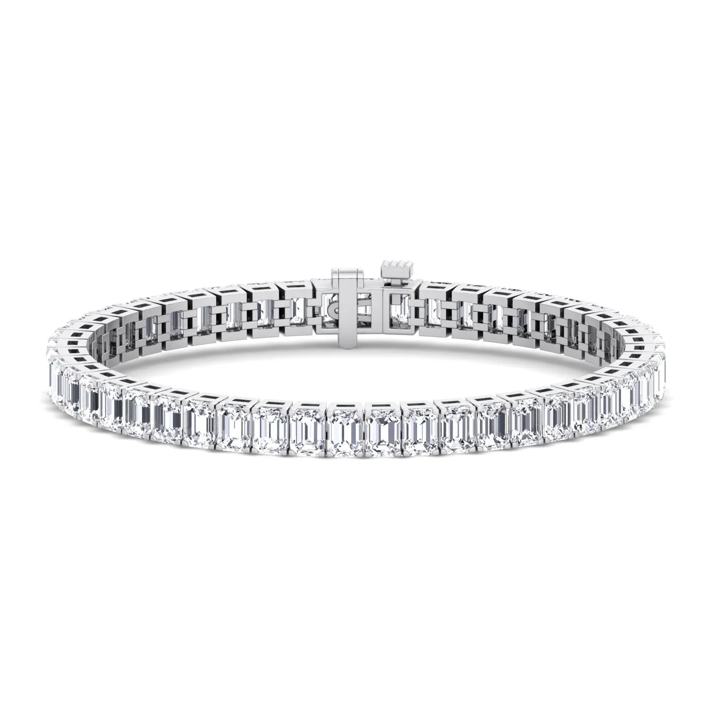 Emerald Cut Natural Diamond Tennis Bracelet 14K Solid Gold